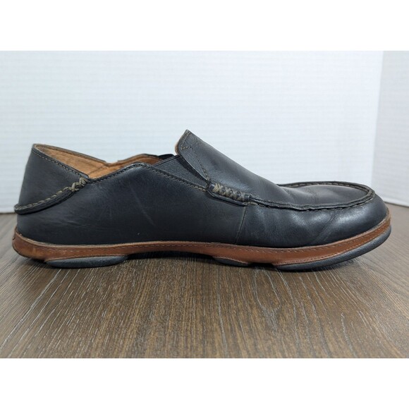OluKai Moloa Slip On Leather Loafers Shoes Mens 10 Black Comfort Casual Logo main image 12